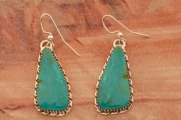 Genuine Kingman Turquoise Sterling Silver Native American Earrings